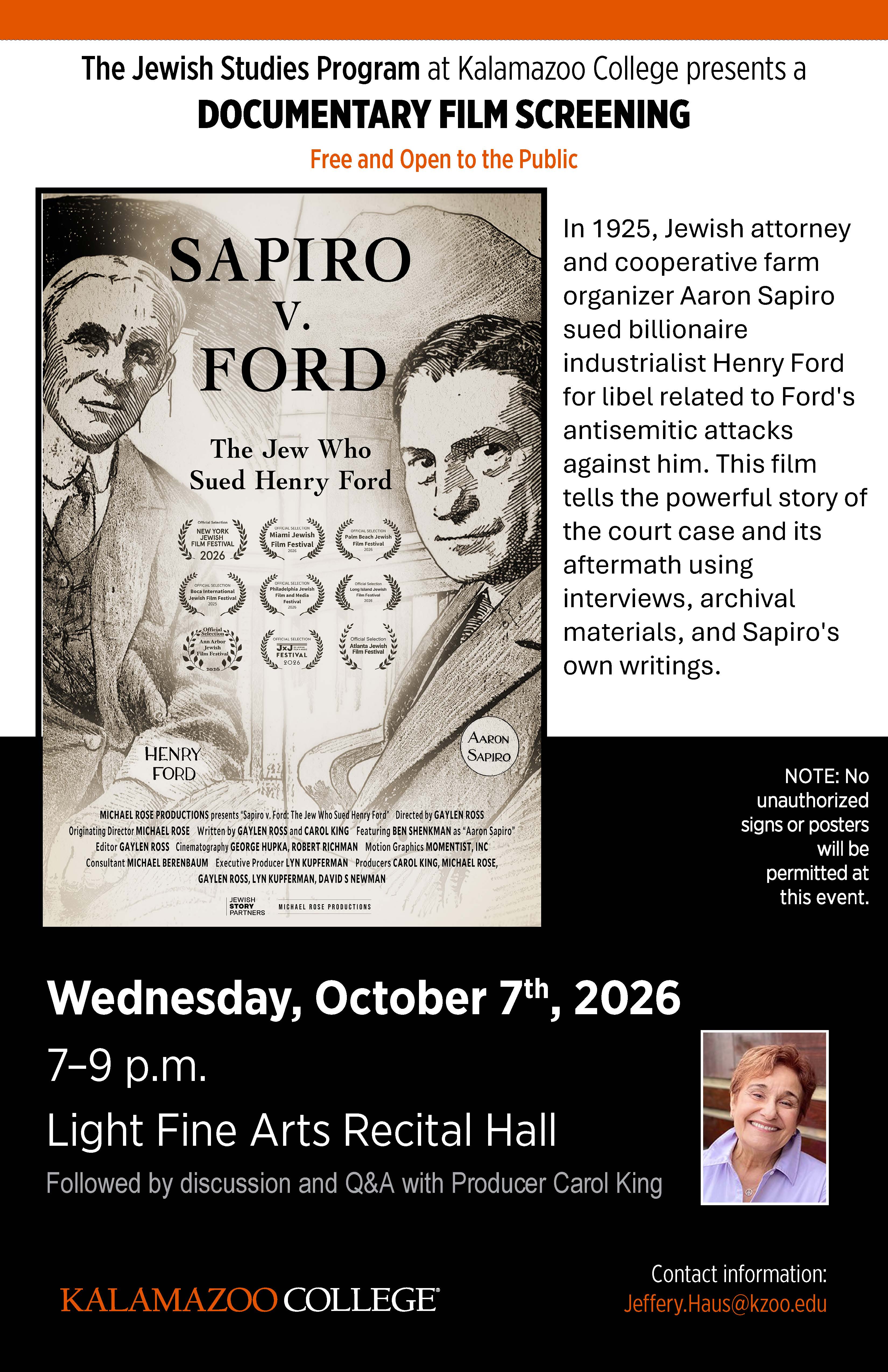 Documentary Film Screening - Sapiro Vs. Ford, The Jew Who Sued Henry Ford